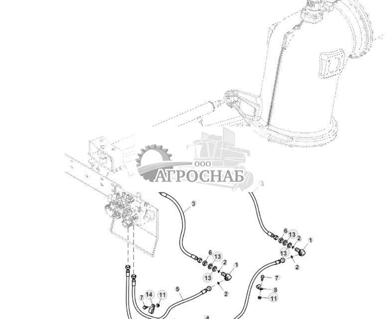 Трубопроводы и шланги цилиндра поворота выгрузного шнека, 3,2 бушеляс - ST832483 862.jpg